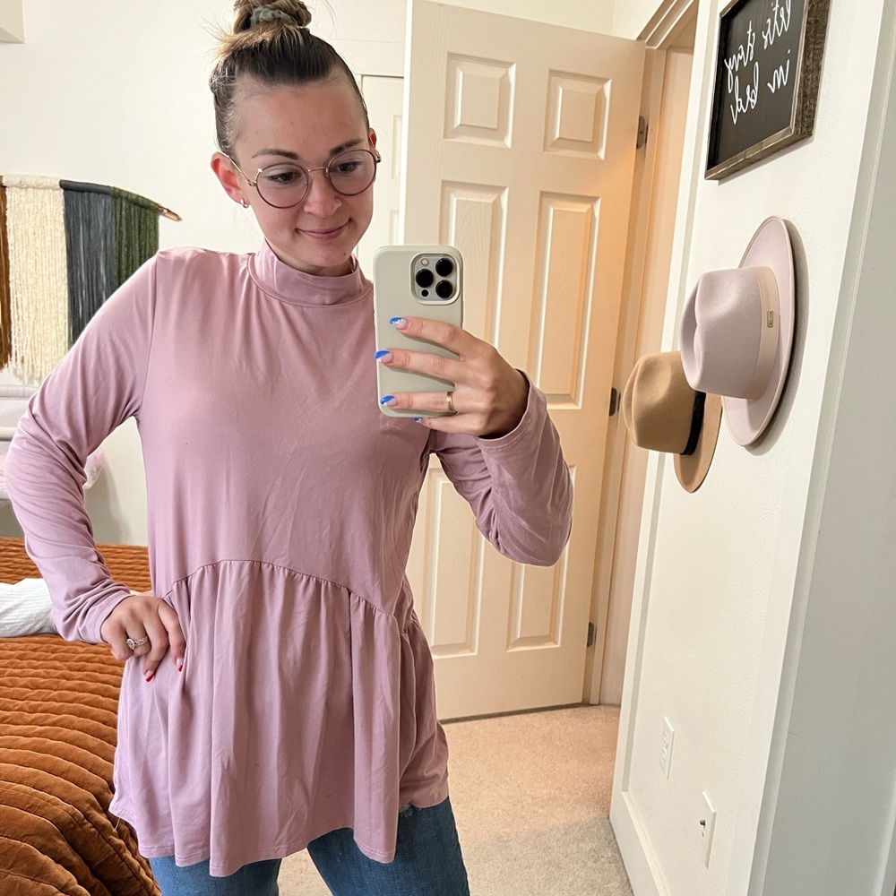 Pink long sleeve turtleneck